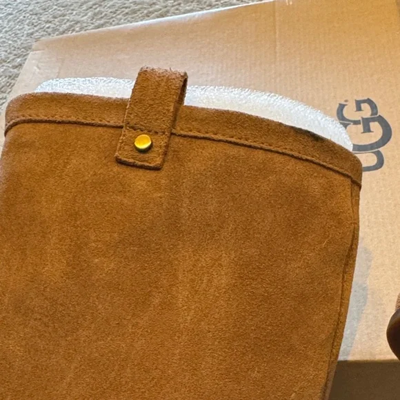 UGG Ava Tall Water Resistant Suede Heeled Boots — Chestnut - Picture 5 of 10